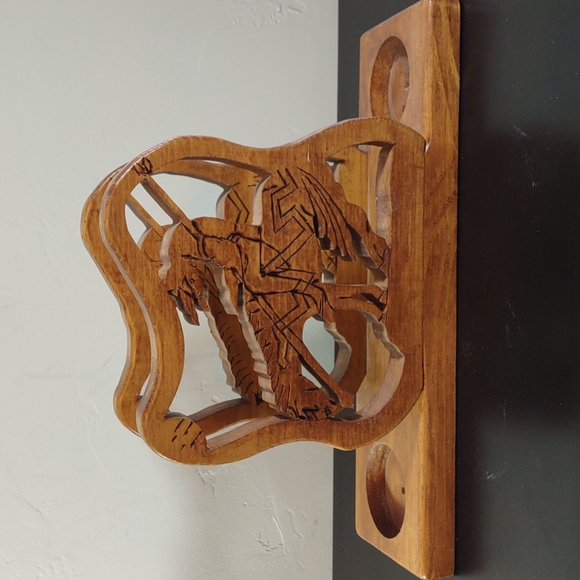 Vintage Handcrafted Wood "End of the Trail" Napkin/Letter Holder - Picture 1 of 7